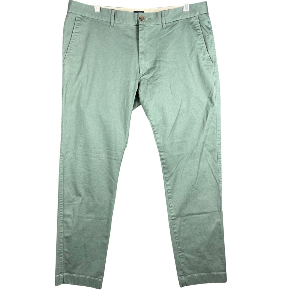 J.Crew Flex Chino Pants Mens 35 Green Slim Fit Cotton Stretch Twill Trousers